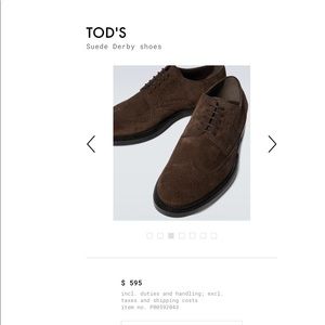 TOD'S
Suede Derby shoes SIZE 9 1/2